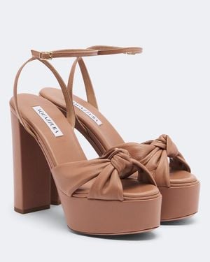 Aquazzura Cupid Leather Platform Sandals - Brown