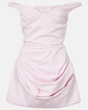 Magda Butrym Gathered Off-Shoulder Denim Minidress - Pink
