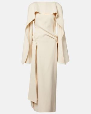 KHAITE Draped Crepe Maxi Dress - Natural