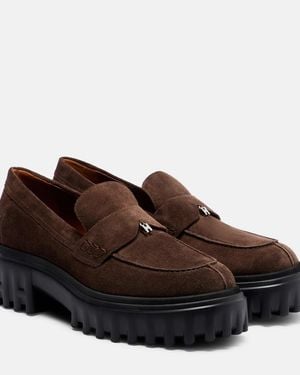 Hogan H700 Leather Platform Loafers - Brown