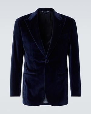 Thom Sweeney Cotton Velvet Tuxedo Jacket - Blue
