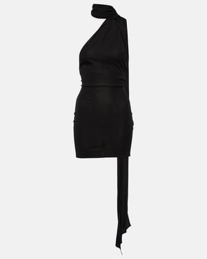 Alex Perry Scarf-Detail Open-Back Jersey Minidress - Black