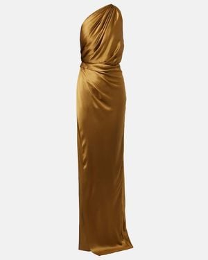 The Sei Draped Silk Satin Gown - Metallic