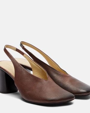 Lemaire Glove Leather Slingback Court Shoes - Brown
