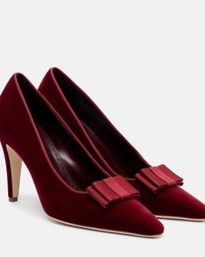 Manolo Blahnik Reador 90 Velvet Court Shoes - Red