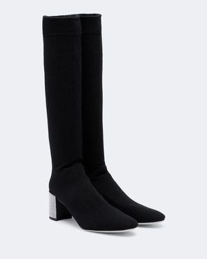 Rene Caovilla Sonia Crystal-Embellished Knee-High Boots - Black