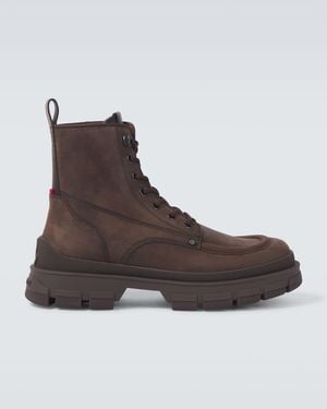 Moncler Hevea City Leather Lace-Up Boots - Brown