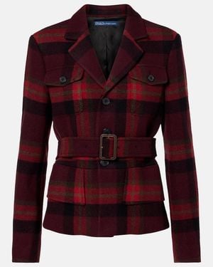 Polo Ralph Lauren Plaid Wool-Blend Tweed Blazer - Red