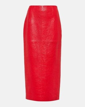 Prada Leather Pencil Skirt - Red