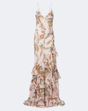 Etro Floral Ruffled Gown - Natural