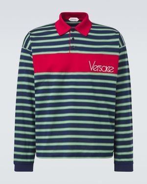 Versace Polohemd Aus Baumwoll-Jersey - Blau