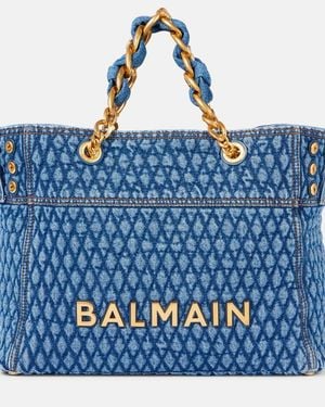 Balmain Tote 1945 Aus Denim - Blau