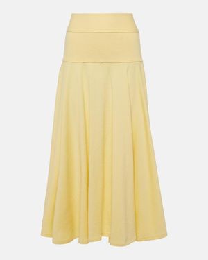 Plan C Pleated Knit Midi Skirt - Yellow