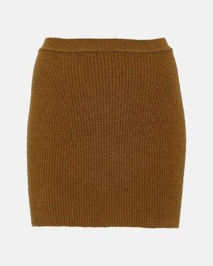 Wardrobe NYC Ribbed-Knit Cotton-Blend Miniskirt - Brown