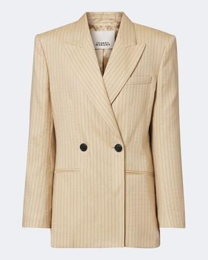 Isabel Marant Ranya Pinstripe Wool-Blend Blazer - Natural