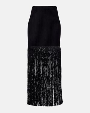 Alaïa Fringed Ribbed-Knit Skirt - Black