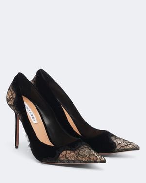 Aquazzura Salones Meadow De Terciopelo Con Encaje - Negro