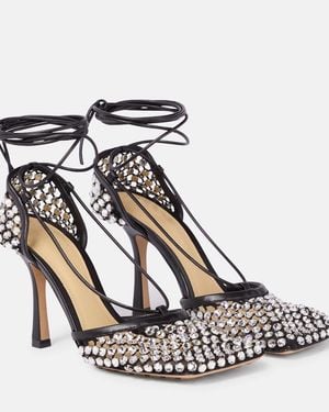 Bottega Veneta Sparkle Stretch Embellished Mesh Pumps - Metallic