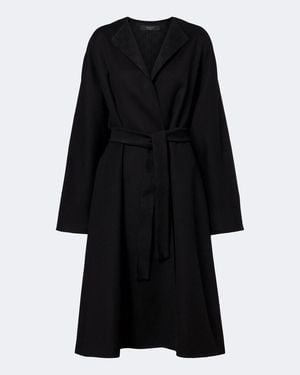 Gucci Gg Belted Wool And Silk Wrap Coat - Black