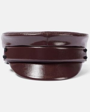 Ruslan Baginskiy Faux Leather Newsboy Cap - Purple