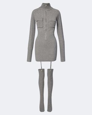 AYA MUSE Rovo Minidress And Over-The-Knee Socks Set - Grey
