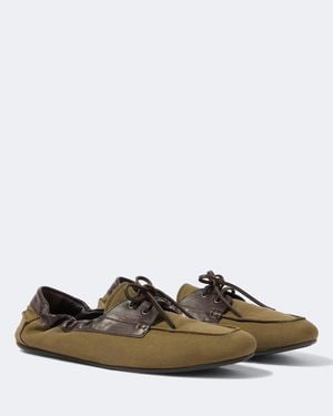 Prada Segelschuhe Shuffle Aus Canvas Mit Leder - Braun