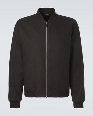 ZEGNA Bomberjacke Aus Leinen - Schwarz