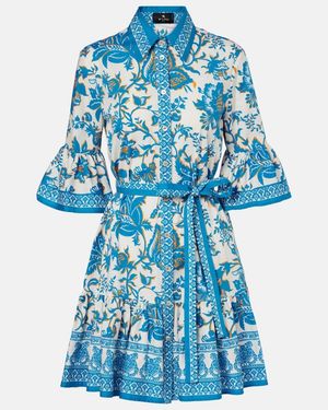 Etro Printed Mini Shirt Dress - Blue