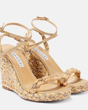Aquazzura Costiera 120 Embellished Espadrille Wedges - Metallic