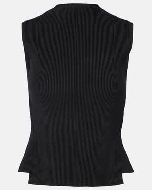 Victoria Beckham Ribbed-Knit Top - Black