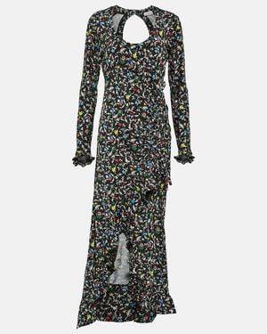 Rabanne Printed Wrap Midi Dress - Black