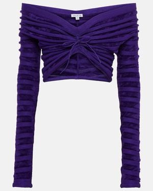 Alaïa Off-Shoulder Cinched Top - Purple