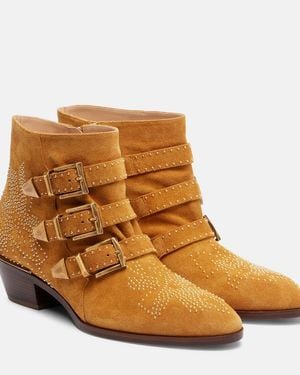 Chloé Susanna Studded Suede Ankle Boots - Brown