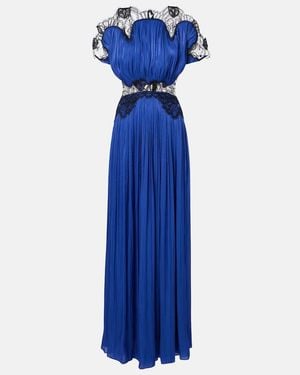 Costarellos Vestido De Fiesta De Georgette Con Encaje - Azul