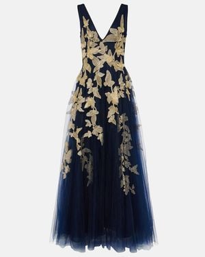 Costarellos Arcangela Applique Tulle Gown - Blue