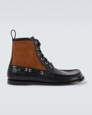 Loewe Schnuerstiefel Campo Aus Leder Mit Veloursleder - Braun
