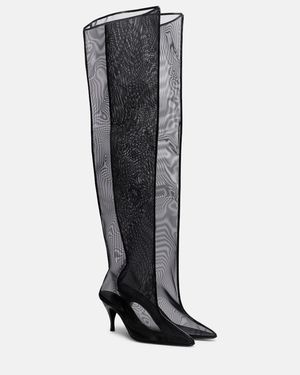 Herbert Levine Drawing A Blank 80 Mesh Knee-High Boots - Black