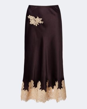 Doen Elowen Lace-Trimmed Silk Satin Midi Skirt - Brown