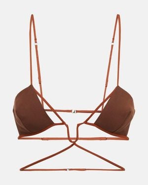 Nensi Dojaka Cutout Cotton Bra Top - Brown