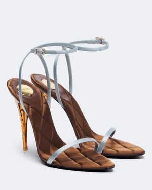 Saint Laurent Ivresse Embellished Quilted Satin Sandals - White