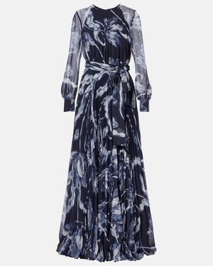 Erdem Floral Voile Gown - Blue
