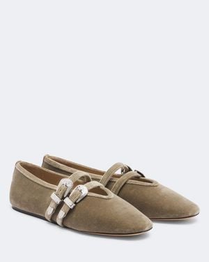 Le Monde Beryl Claudia Velvet Ballet Flats - Brown