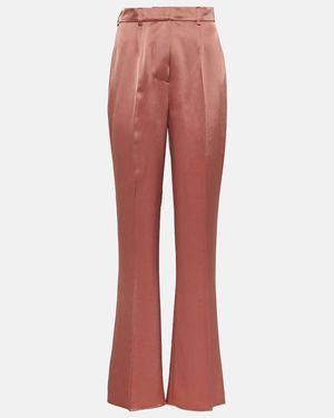 Nanushka Leena High-Rise Satin Straight Trousers - Red