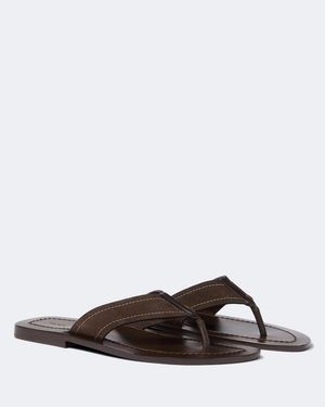 The Row Dan Suede Thong Sandals - Brown