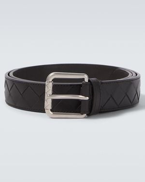 Bottega Veneta Intrecciato Leather Belt - Black