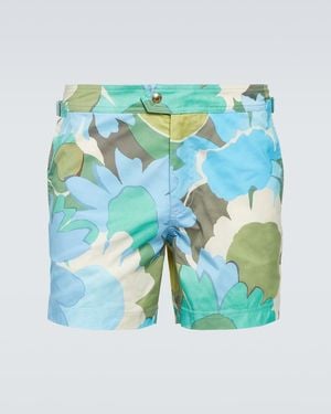 Tom Ford Bedruckte Badeshorts - Blau