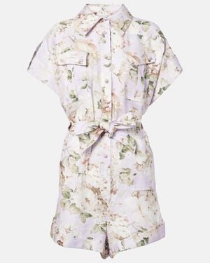 Zimmermann Acacia Floral Linen Playsuit - White