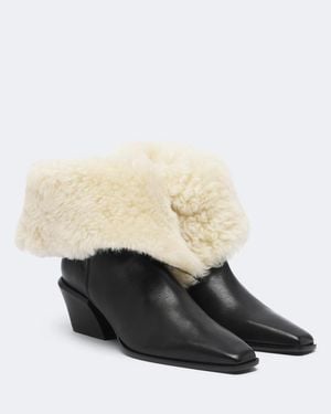Paris Texas Bettina Shearling-Lined Leather Ankle Boots - Black