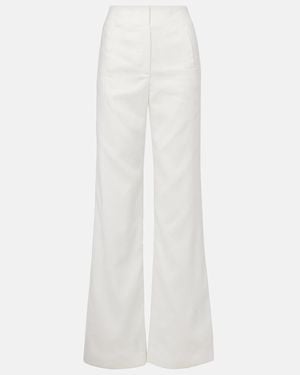 Veronica Beard Jude Linen-Blend Wide-Leg Pants - White