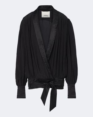 Isabel Marant Diljane Draped Silk Crepe De Chine Jacket - Black